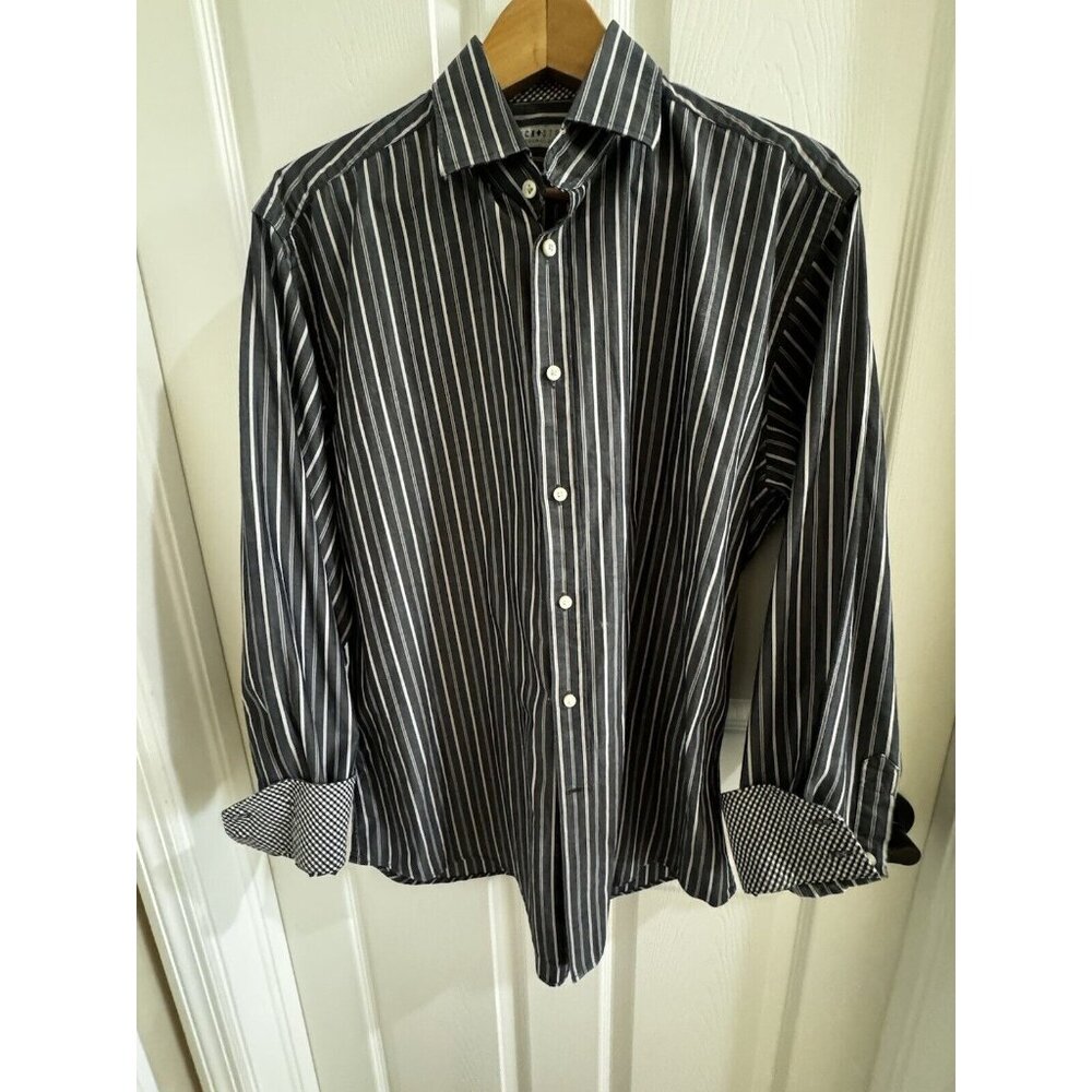 Men's Jack Stone by Thomas Dean flip cuff Button Up Shirt Size Large